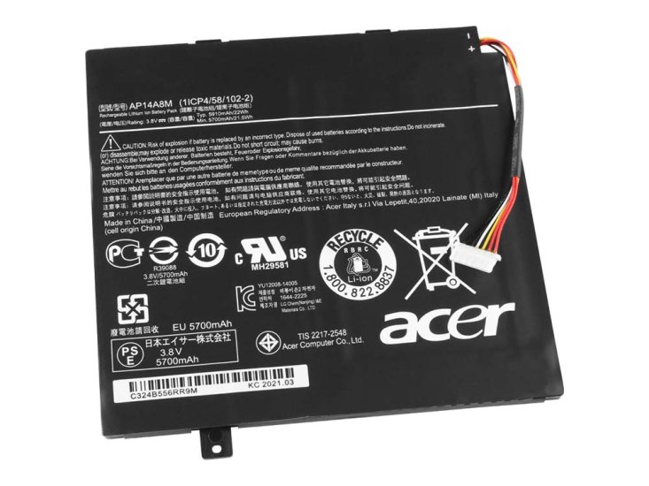 22Whr 5910mAh Bateria Acer Iconia Tab 10 A3-A20-K1AY A3-A20-K7NL  Clique na imagem para fechar