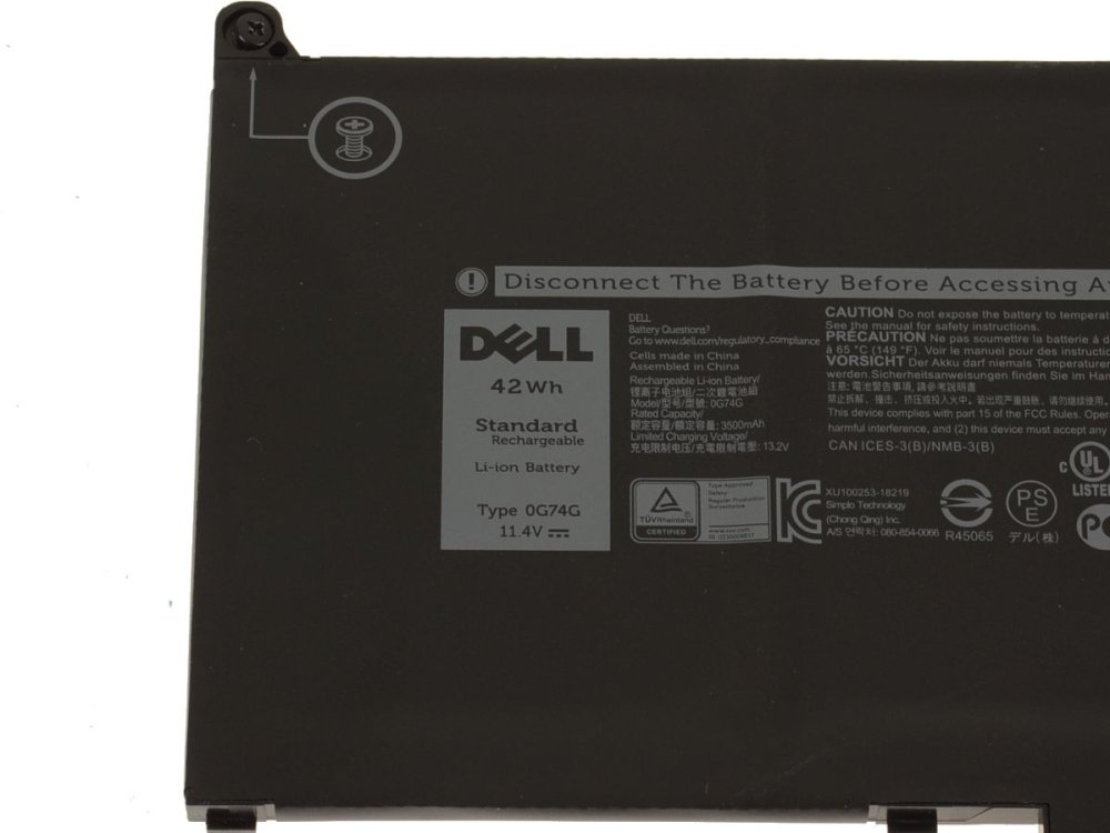 Original 3500mAh 42Wh Bateria Dell 0G74G 00G74G