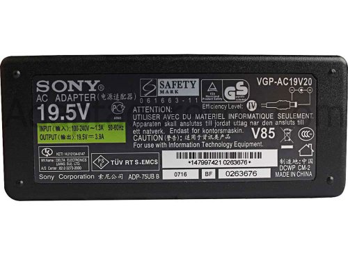 Adaptador AC Carregador Original Sony Vaio VGN-CS160FQ 75W + Cabo