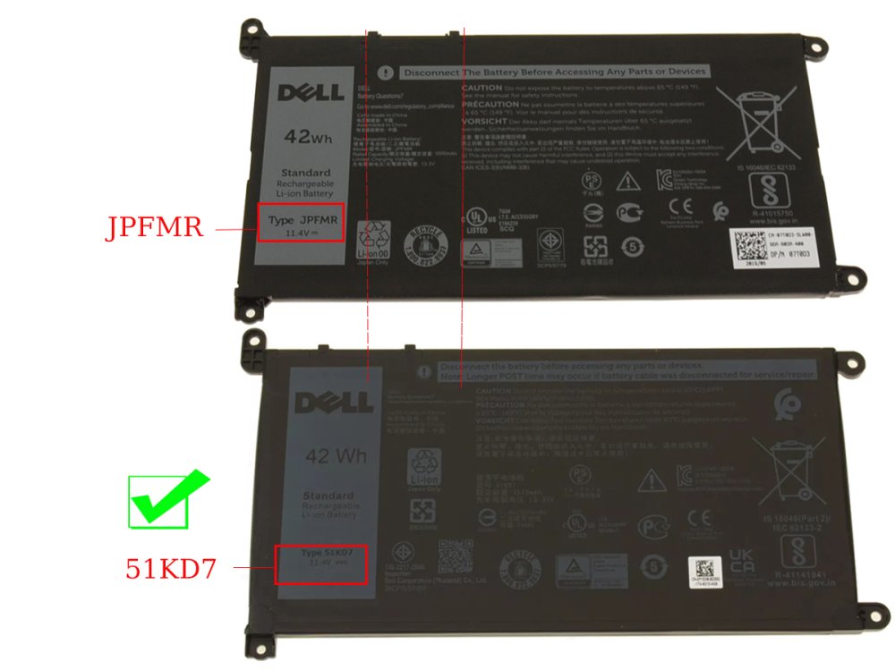 Original 42Wh Bateria Dell 51KD7 051KD7 FY8XM Y07HK