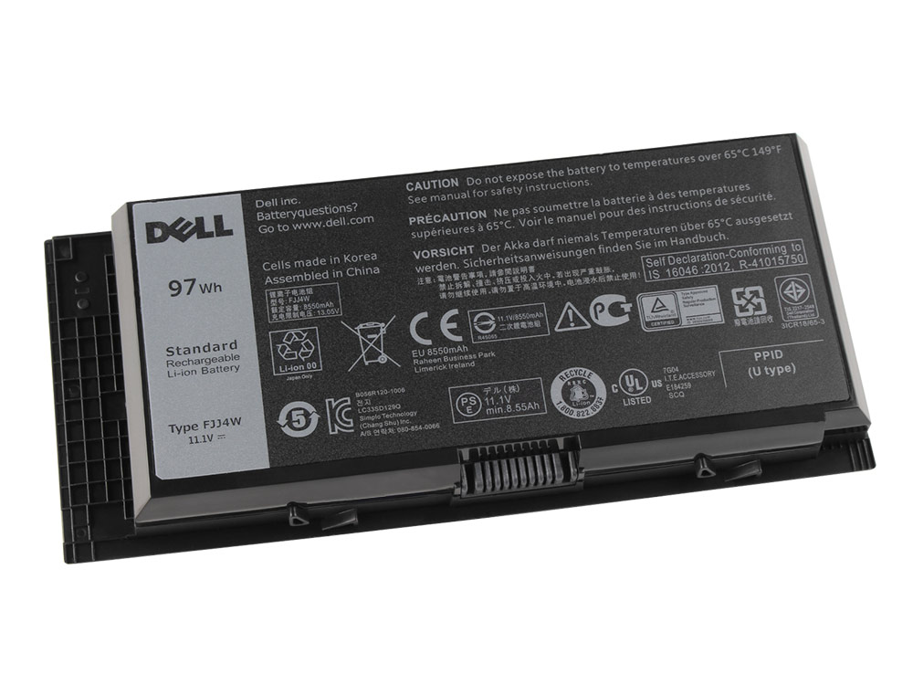 97Whr Dell F334W 451-BBGO H1MNH Original Bateria