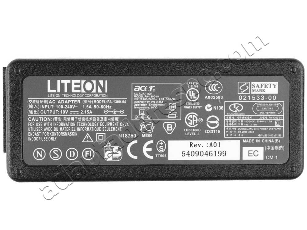 Original 40W Adaptador AC Carregador Gateway LT21 Netbook Mini