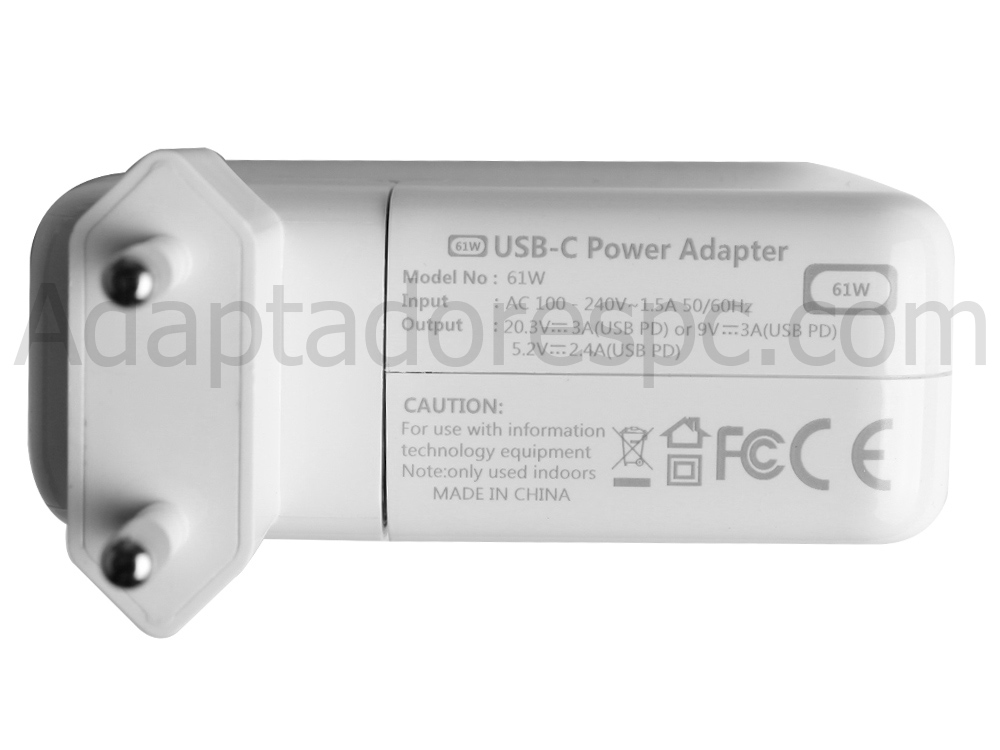 61W USB-C Adaptador AC Carregador Apple MacBook Pro Z0UP-MPXX21-BH