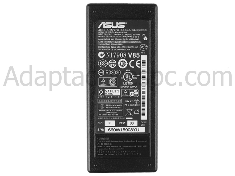 Original 65W Adaptador AC Carregador Asus VivoPC VM40B-S003M