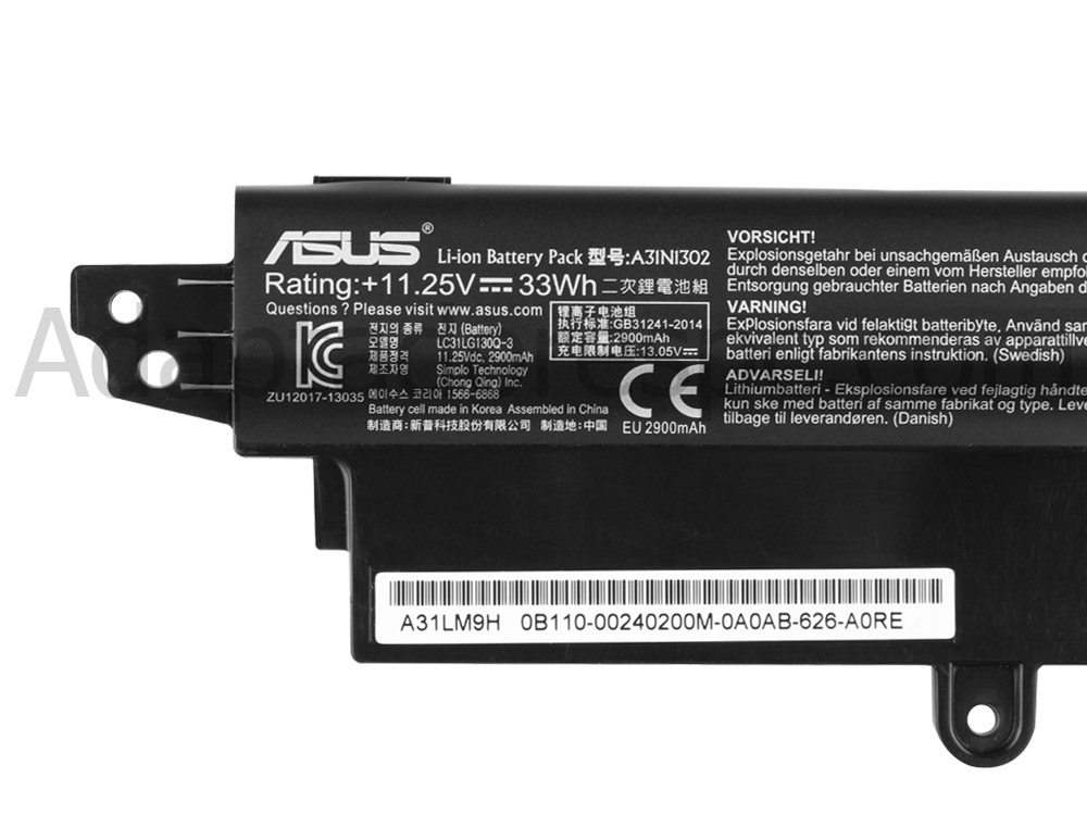 33Whr Asus VivoBook F200CA-CT145H F200CA-CT146H Original Bateria