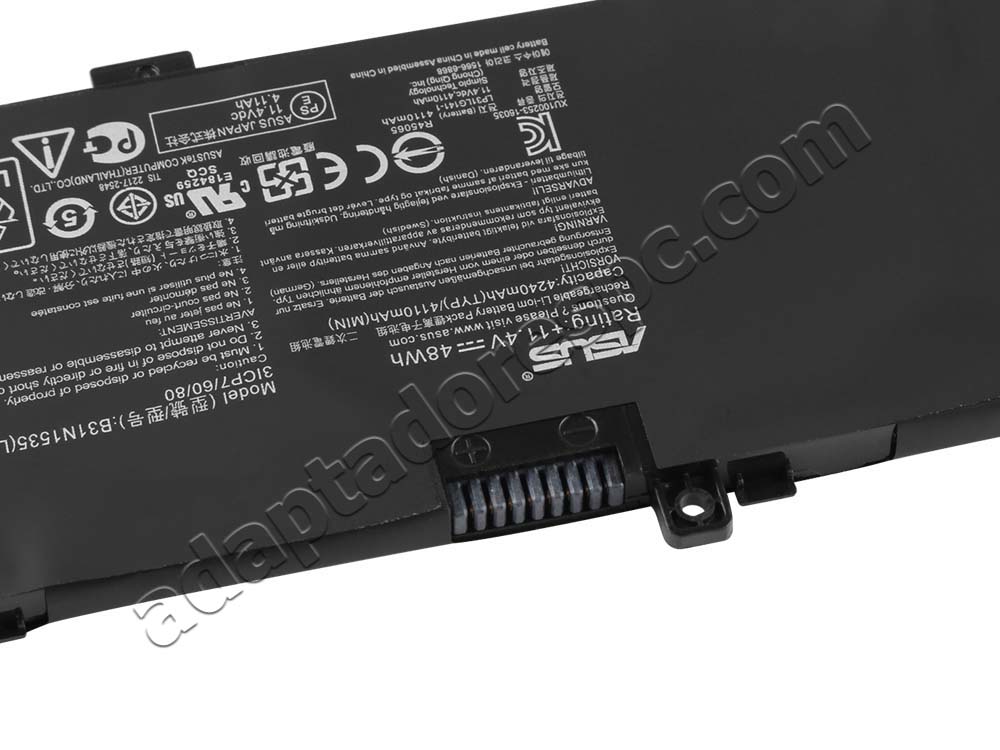 48Wh 4110mAh 3Células Asus 0B200-02020000 Original Bateria