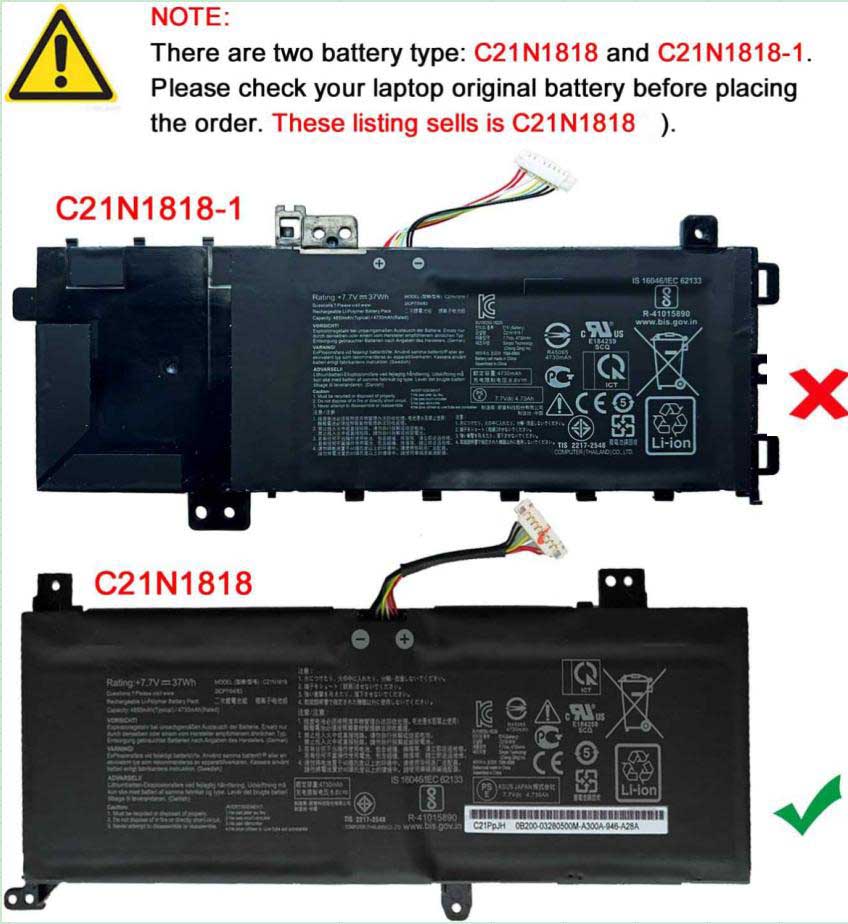 Original Bateria Asus VivoBook 15 X512FB 4805mAh 37Wh