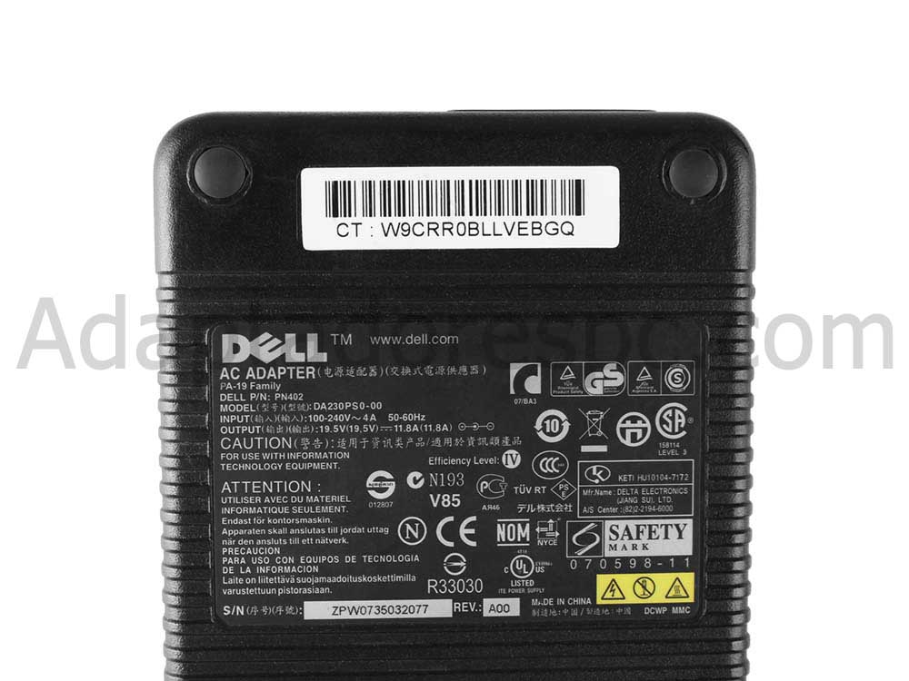 230W Dell DA200PS-00 Original Adaptador AC Carregador