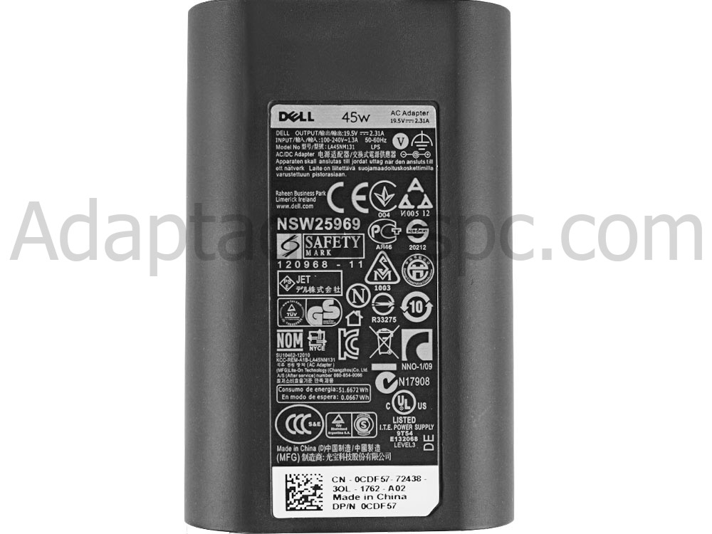 45W Dell Inspiron 15 3559 P47F Original Adaptador AC Carregador