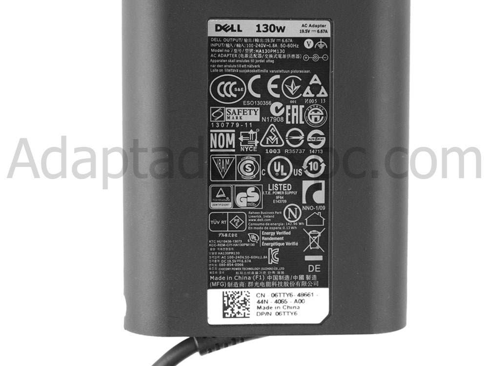 130W Dell Inspiron 15 7559 P57F Original Adaptador AC Carregador