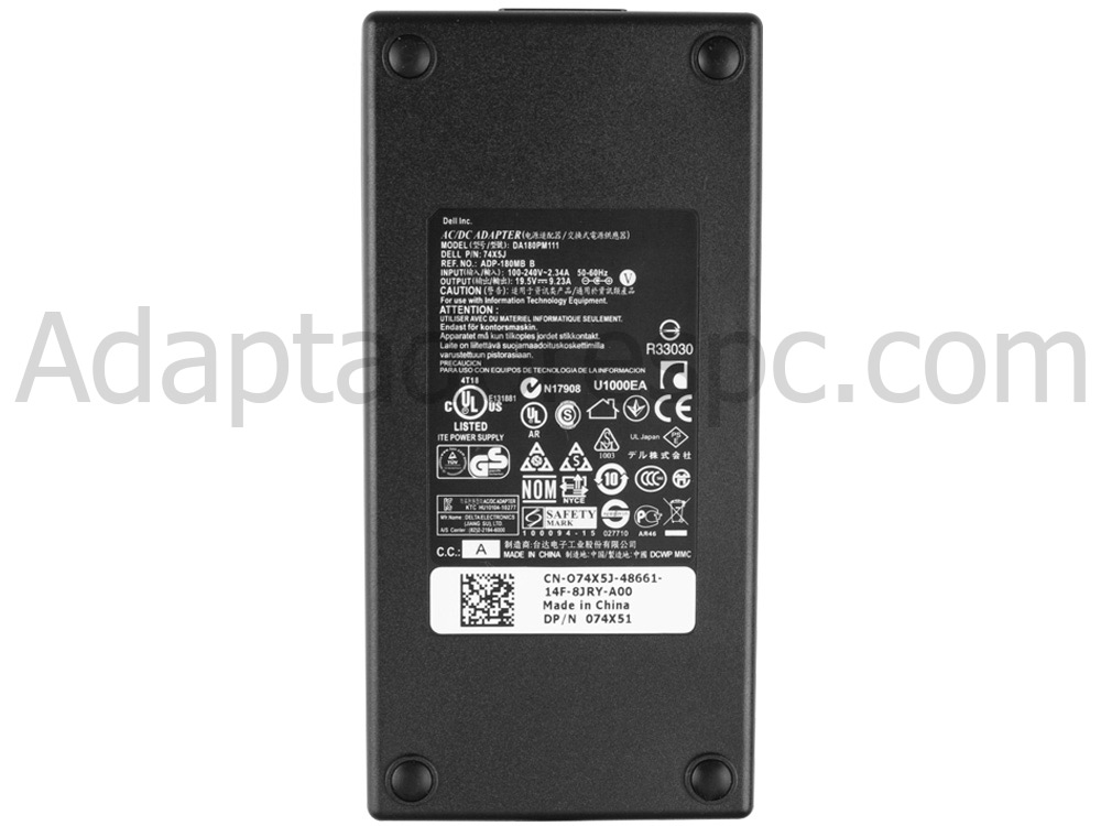 180W Dell DWG4P Original Adaptador AC Carregador