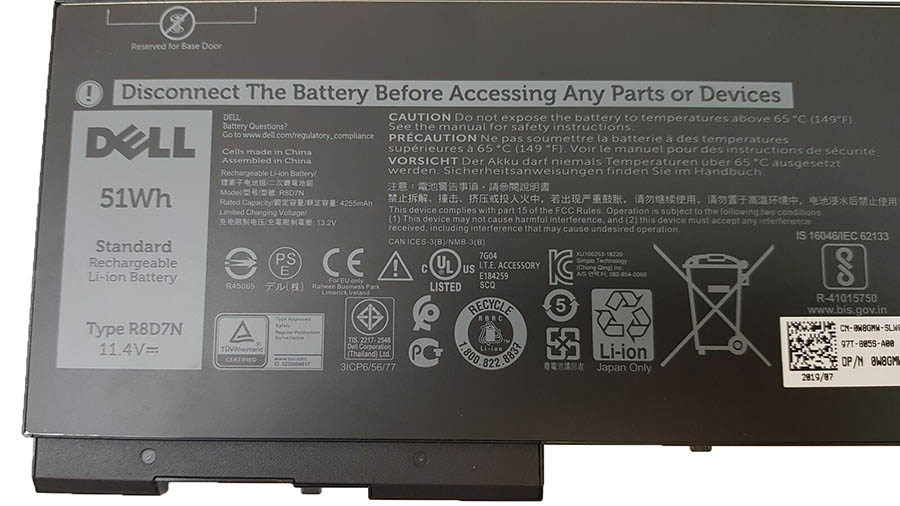 Original 4255mAh 51Wh Bateria Dell Latitude 5510 P80F002