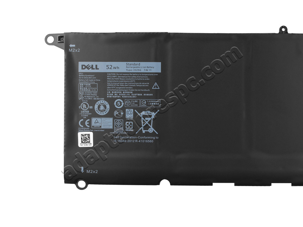 52Whr Bateria Dell JD25G RWT1R XPS 13 9343 P29G004