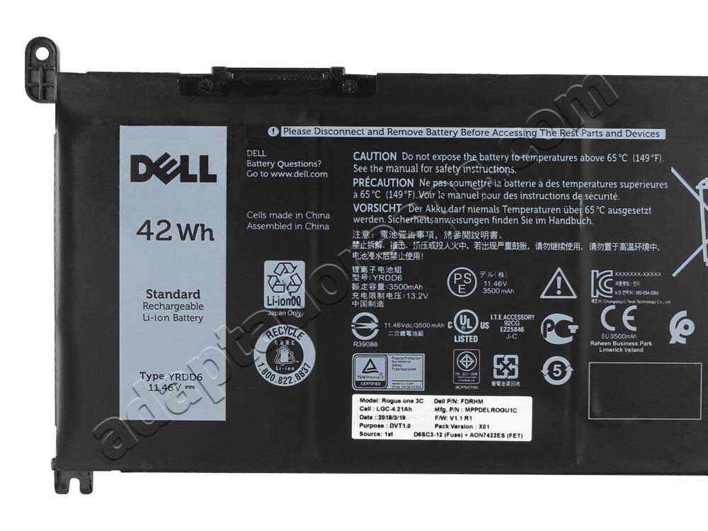 Original 3500mAh 42Wh Bateria Dell Inspiron 14 5485