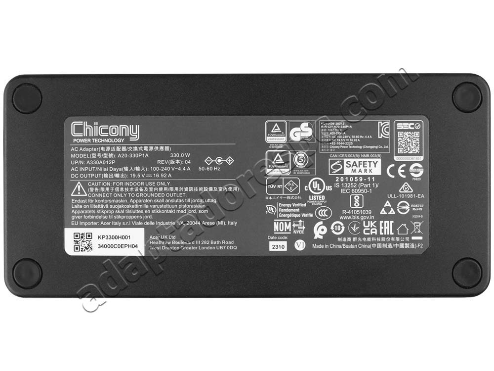 330W Acer Predator Helios Neo PHN16-72-70WF Adaptador AC Carregador + Cabo