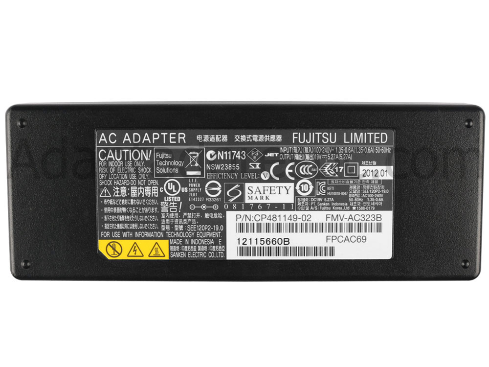 Original 100W Adaptador AC Carregador Fujitsu FMV-AC323A FPCAC69