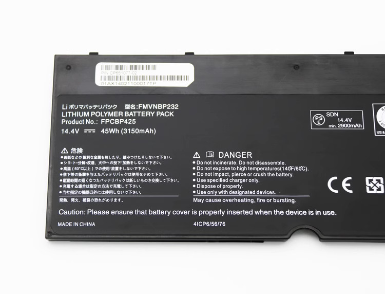 45Wh Bateria para Fujitsu FPCBP425 FMVNBP232