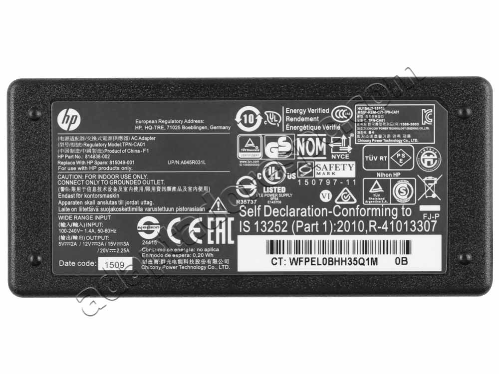 45W HP EliteBook 1040 G4 Adaptador AC Carregador + Cabo