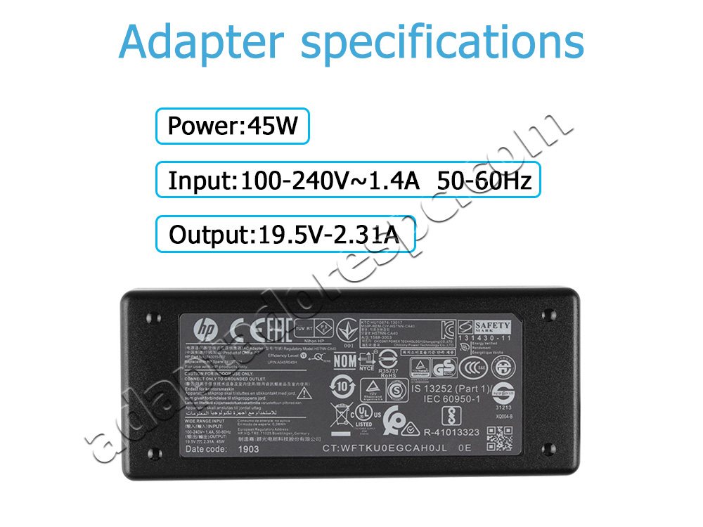 45W Adaptador AC Carregador HP Pavilion 11-n034tu x360 11-n036tu x360