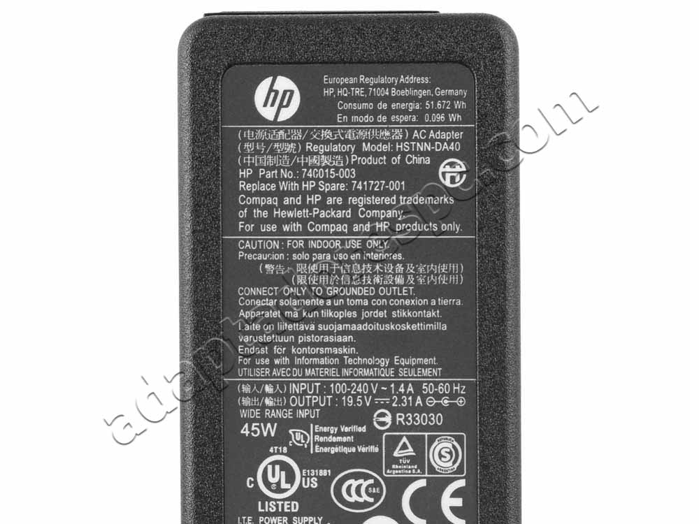 45W Adaptador AC Carregador HP EliteBook Revolve 810 G2-21026000021