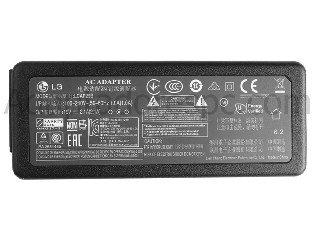 25W Adaptador AC Carregador LG ips monitor mp37 27mp37vq-b 27mp37hq-b