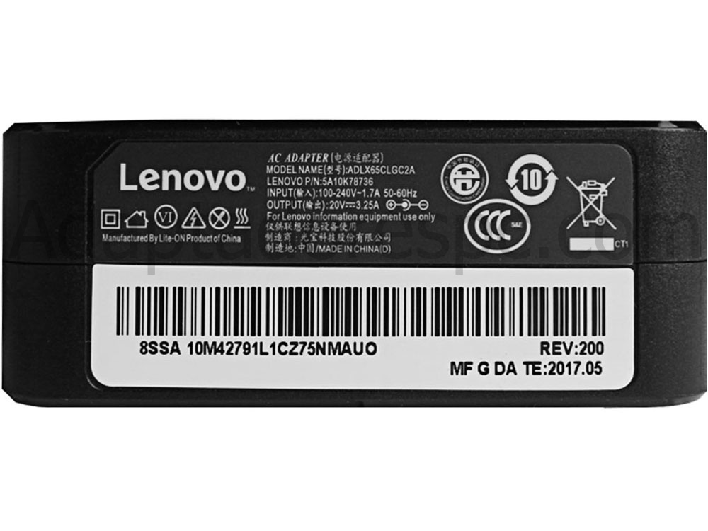 Original 65W Lenovo IdeaPad 3 15ALC6 82MF AC Adaptador Carregador