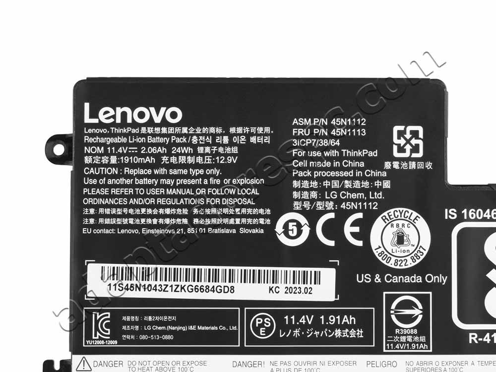 24Whr Bateria Lenovo ThinkPad T450 20BU 20BV