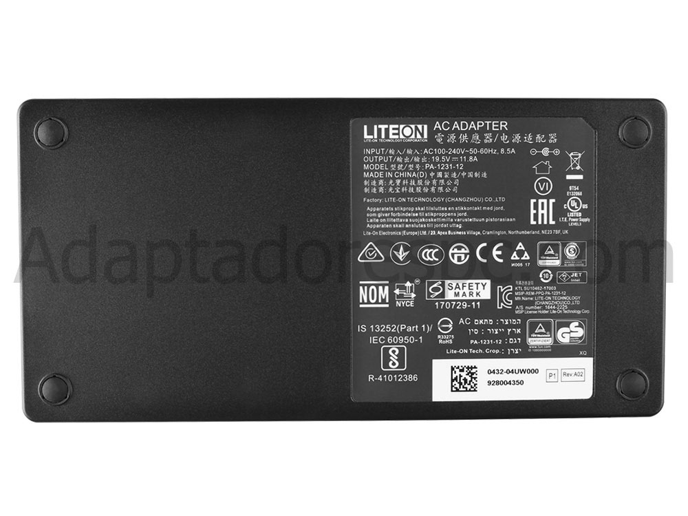 Original 230W Slim Acer Predator 15 G9-593-74B4 AC Adaptador Carregador