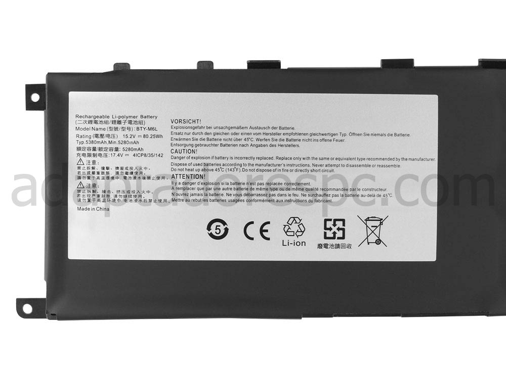 Original 5380mAh Bateria MSI P65 Creator 9SE-407ES