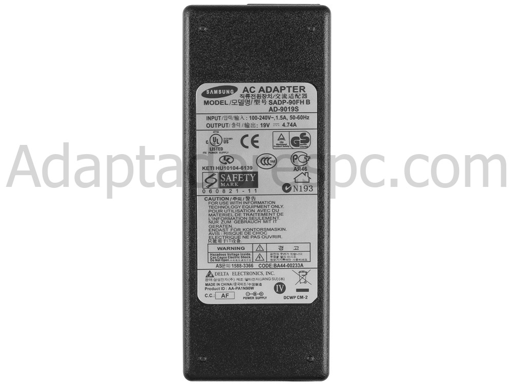 Original 90W Adaptador AC Carregador Samsung NP-RV511-S05ES