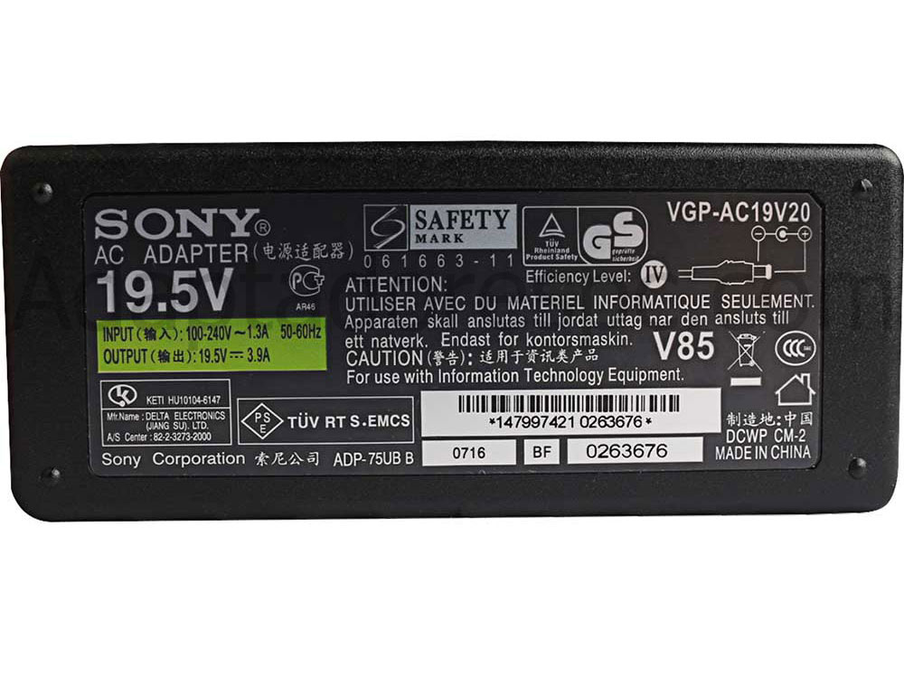 Adaptador AC Carregador Original Sony Vaio SVE151D12T 75W + Cabo