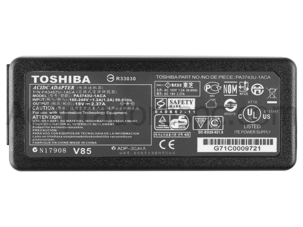 Original 45W Toshiba Dynabook Portege A30-E-143 A1PSZ10E115R AC Adaptador Carregador