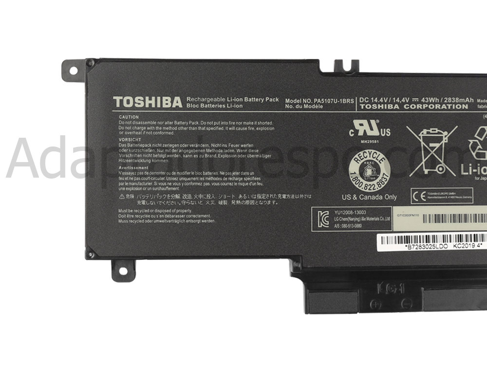 43Whr Bateria Toshiba Satellite L40-AST2NX1 L40-ASMBNX2 L40-A-101