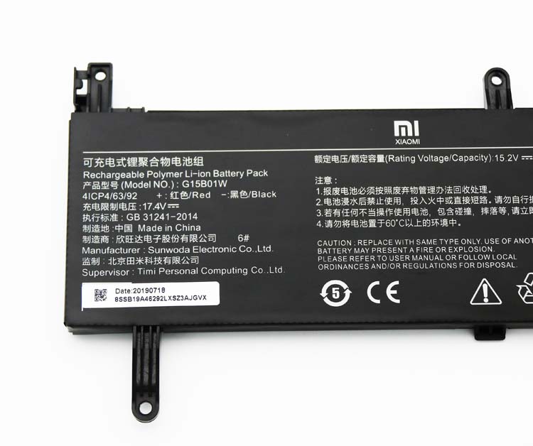 Original Bateria Xiaomi GTX1060 Intel I7 3620mAh 55.02Wh
