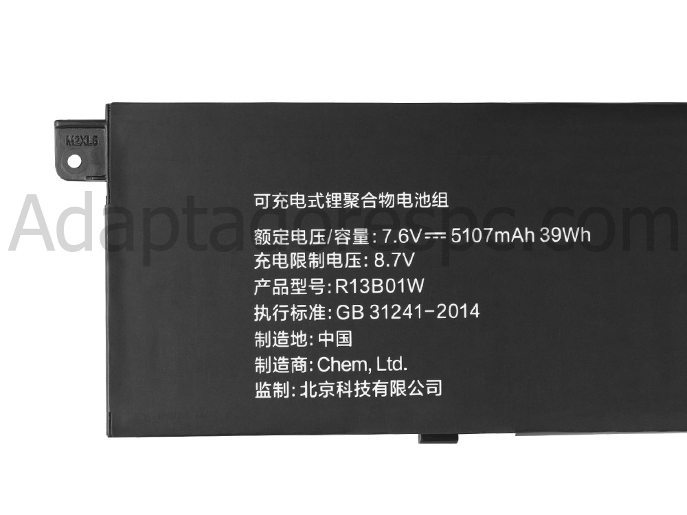 Original Bateria Xiaomi 161301-FB 161301-FC 5107mAh 39Wh